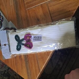 White Floral Embroidered Socks